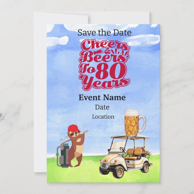 Golf Party  80th Birthday Save the Date for golfer Invitation (Front)