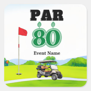 Golf Party 80th Birthday Square Sticker