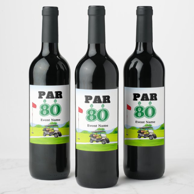 Golf Party  80th Birthday  Wine Label (Bottles)