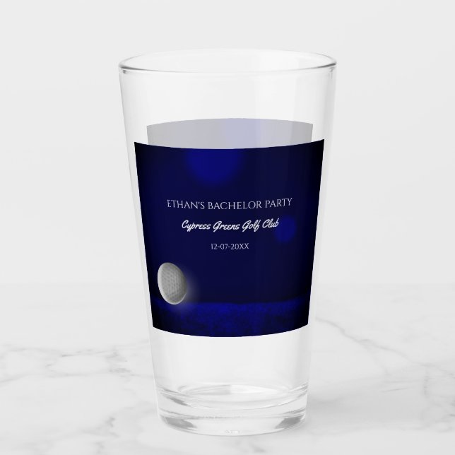Golf Party Bachelor Party Golfers Navy Blue course Glass (Front)