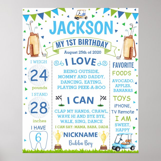 Golf Party Birthday Milestone sign (Front)