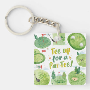Golf party funny saying tee up for par tee key ring