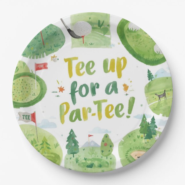 Golf  party funny saying tee up for par tee paper plate (Front)