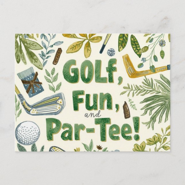 Golf  party funny saying tee up for par tee postcard (Front)