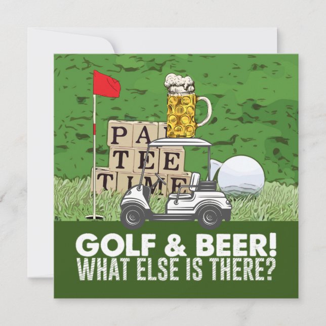 Golf Party Golf and Beer Funny Saying for golfer Card (Front)