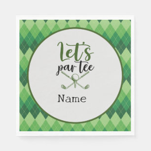 Golf Party Green Argyle Napkin