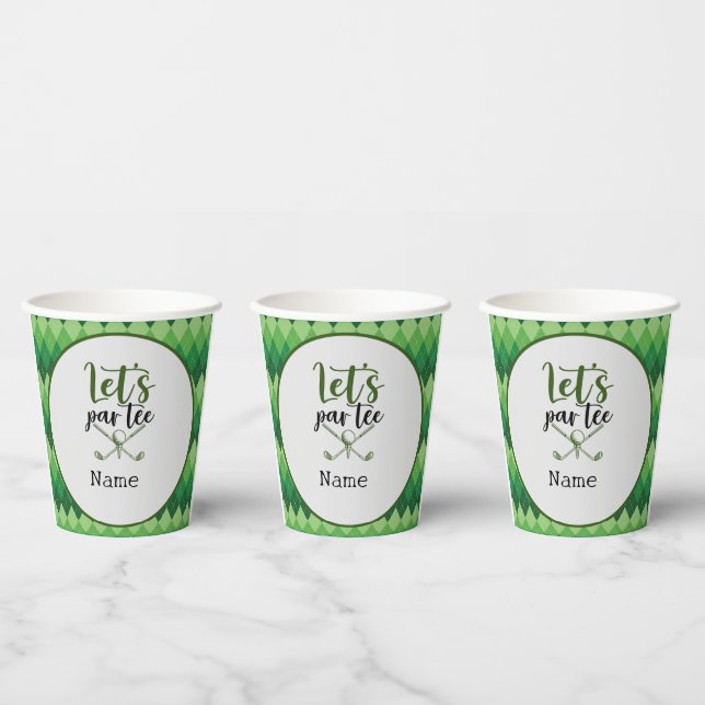Golf Party Green Argyle Paper Cups (Multi)