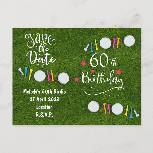 Golf Party invitation Save the Date 60th Birthday (Front)