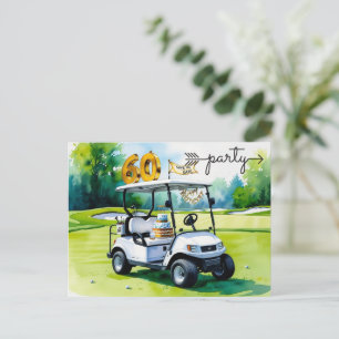 Golf Party invitation Save the Date 60th Birthday Postcard