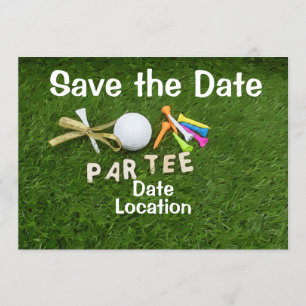 Golf Party Invitation with golf ball and tee