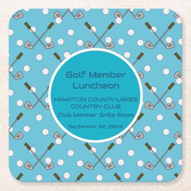 Golf Party Paper Blue Coaster (Front)