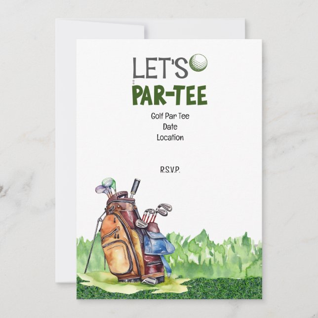Golf party save the date invitation for golfer  (Front)