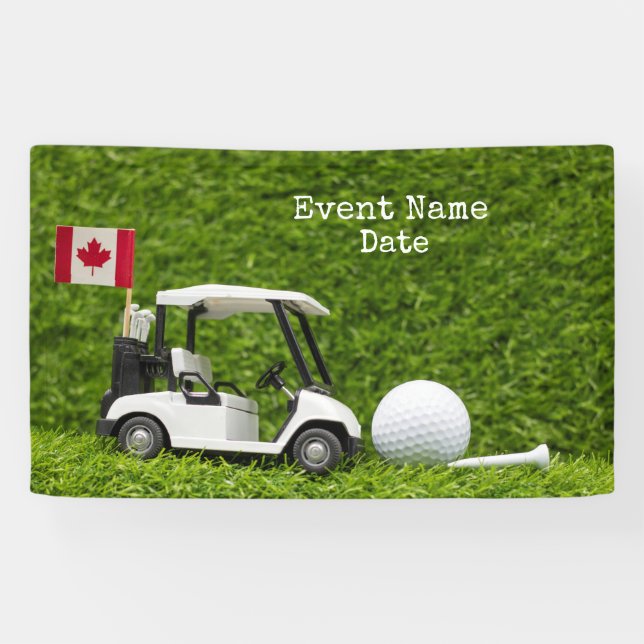 Golf Party with golf cart and flag of  Canada  Banner (Horizontal)
