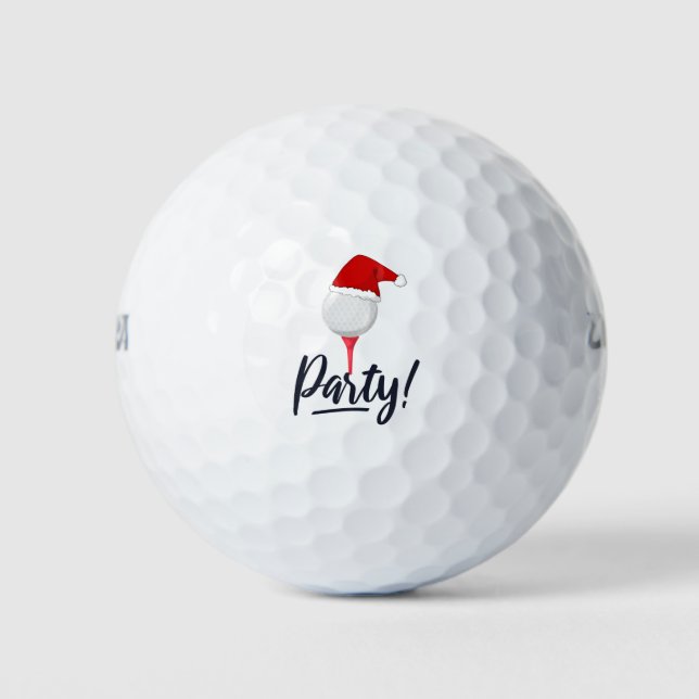 Golf Party with Santa Claus Hat on golf ball  (Front)