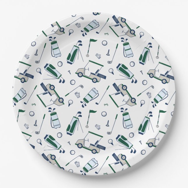 Golf Pattern Paper Plates (Front)