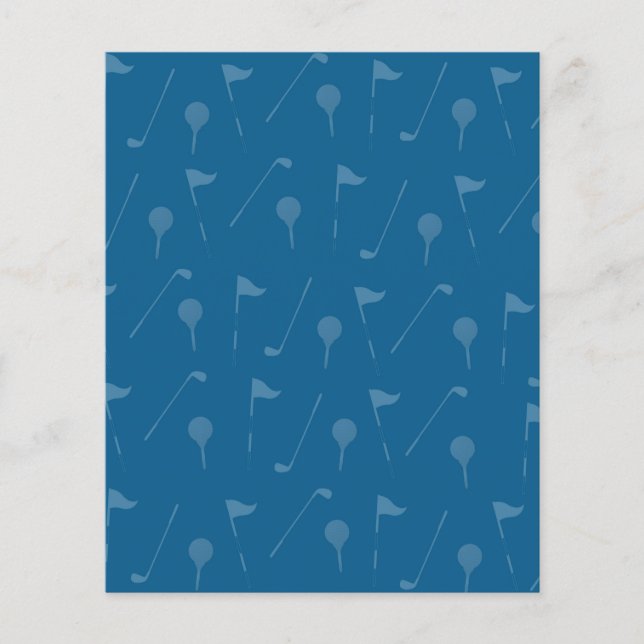 Golf Pattern Scrapbook Paper - Blue Golf Pattern (Front)