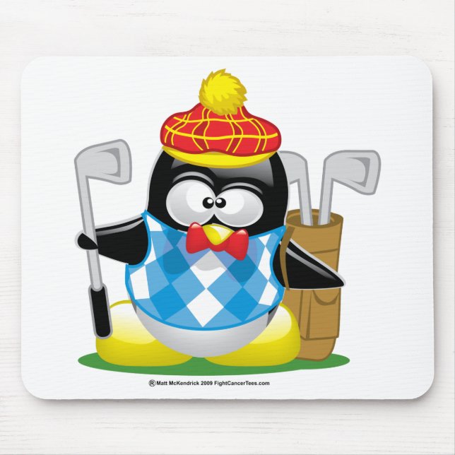 Golf Penguin Mouse Mat (Front)
