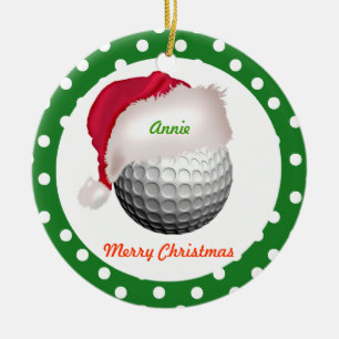 Golf personalise ornament Santa Ball