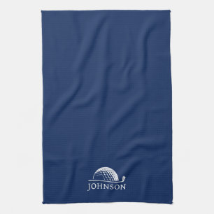 Golf Personalised Name Navy Blue Tea Towel