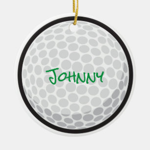 Golf Personalised Name Team Year White Ceramic Tree Decoration