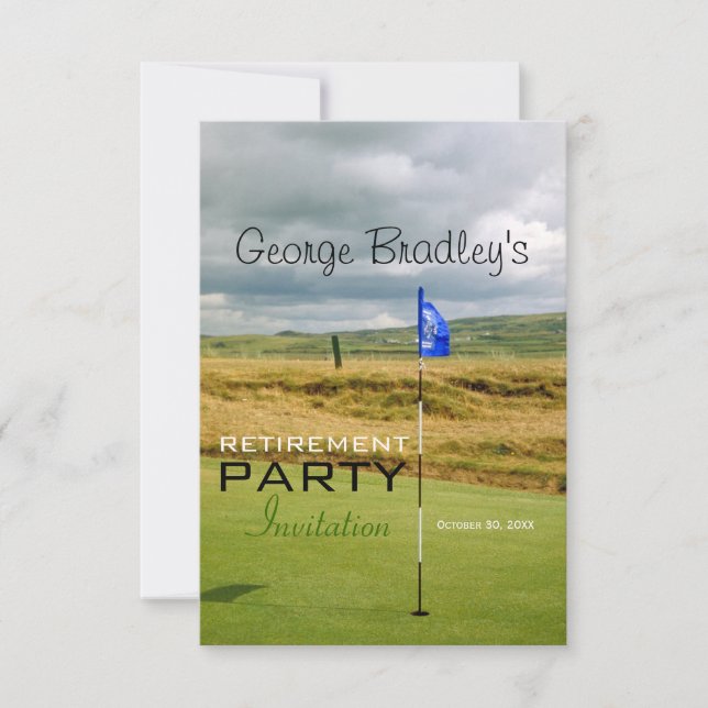 Golf Personalised Retirement Party Invitation (Front)