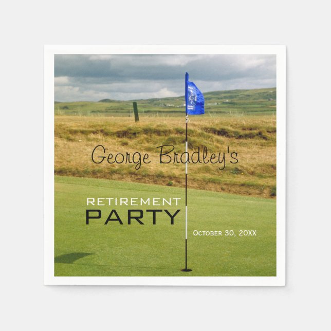 Golf Personalised Retirement Party Paper Napkin (Front)