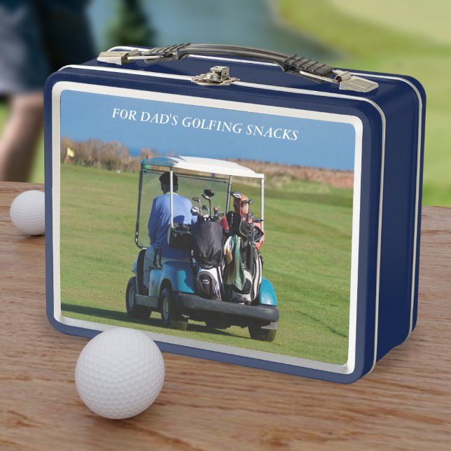 Golf Photo Caddy Snacks Golfer's Metal Lunch Box (Dad will need snacks on the golf course. ⛳ Just add his name! )