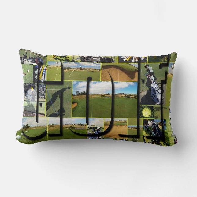 Golf Photo Collage And Logo, Lumbar Cushion (Front)