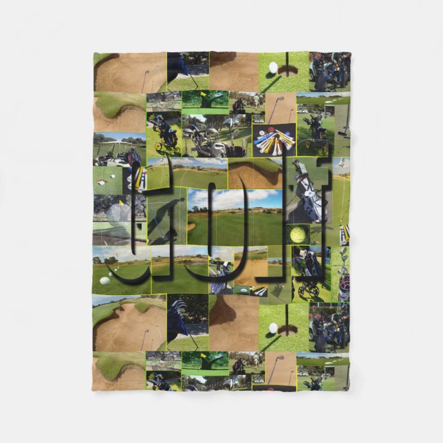 Golf Photo Collage And Logo, Small Fleece Blanket (Front)