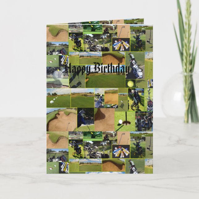 Golf Photo Collage, Funny Birthday Card (Front)