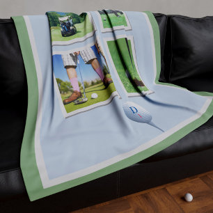 Golf Photo Collage Personalised Fleece Blanket