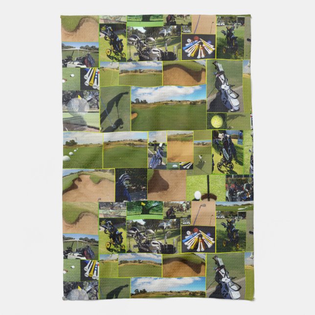 Golf Photo Collage, Tea Towel (Vertical)