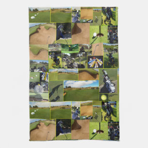Golf Photo Collage, Tea Towel