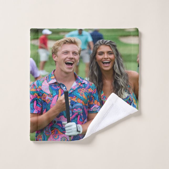 Golf Photo Customize Personalize Bath Towel Set (Wash Cloth)