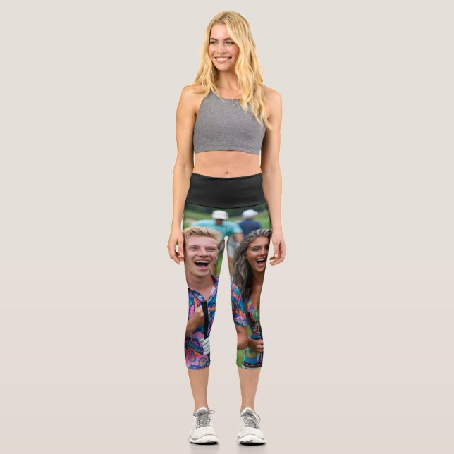 Golf Photo Customize Personalize Capri Leggings (Front)