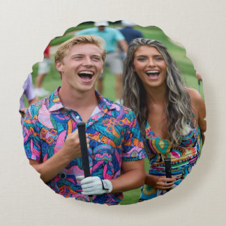 Golf Photo Customize Personalize Round Cushion