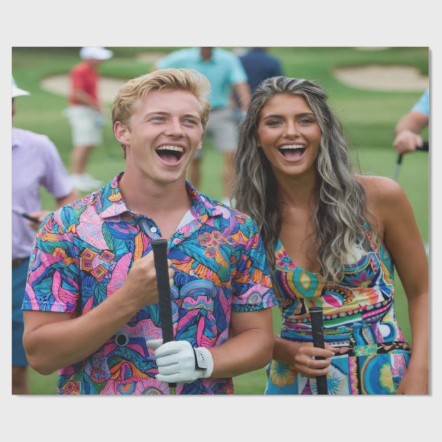 Golf Photo Customize Personalize Wrapping Paper (Flat)