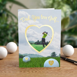 Golf Photo Foil Heart Frame Father's Day Card