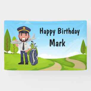 Golf Pilot Birthday Party Banner