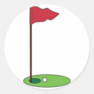 Golf Pin Classic Round Sticker