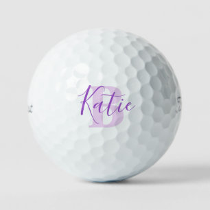 Golf pink monogram name initial purple golf balls