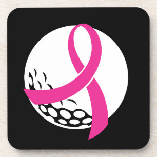 Golf Pink Ribbon Breast Cancer Awareness Coaster
