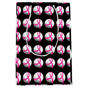 Golf Pink Ribbon Breast Cancer Awareness Medium Gift Bag