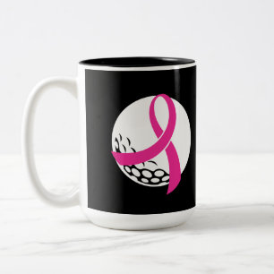 Golf Pink Ribbon Breast Cancer Awareness Two-Tone Coffee Mug