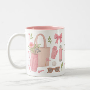 Golf Pink themed Golfing for woman Golfer Two-Tone Coffee Mug