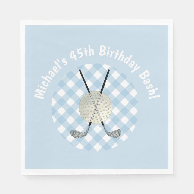 Golf Plaid Blue White Preppy Country Club Napkin (Front)