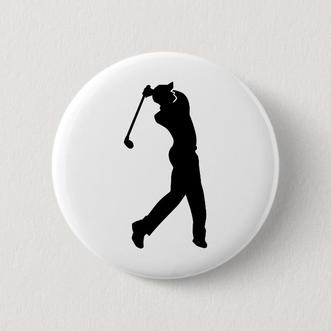 Golf Player 6 Cm Round Badge (Front)