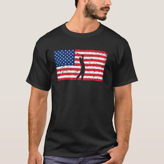 Golf Player American Flag July 4th USA Patriotic G T-Shirt (Front)