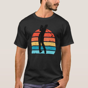 Golf Player Athlete Silhouette Image On A Retro Vi T-Shirt