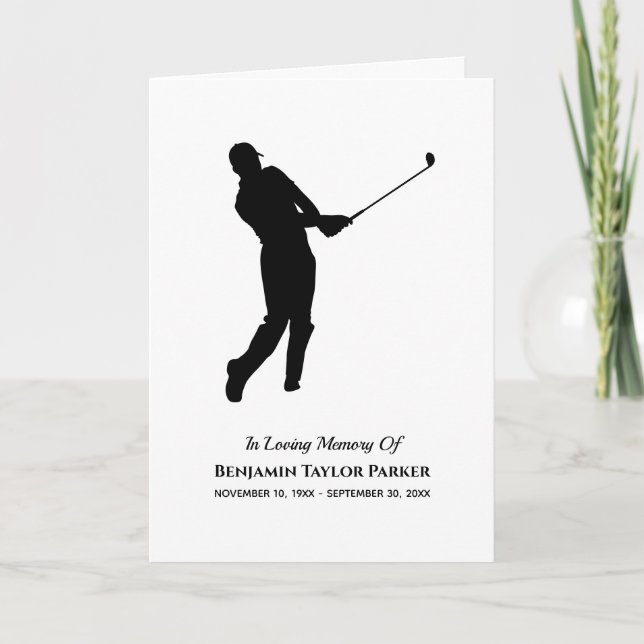 Golf Player Bereavement Sympathy Funeral Memorial Thank You Card (Front)